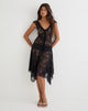 Image of Moselle Drop Waist Midi Dress in Lace Black