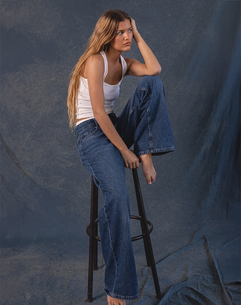 Roomy Extra Wide Low Rise Jeans in Mid Blue Used – motelrocks.com