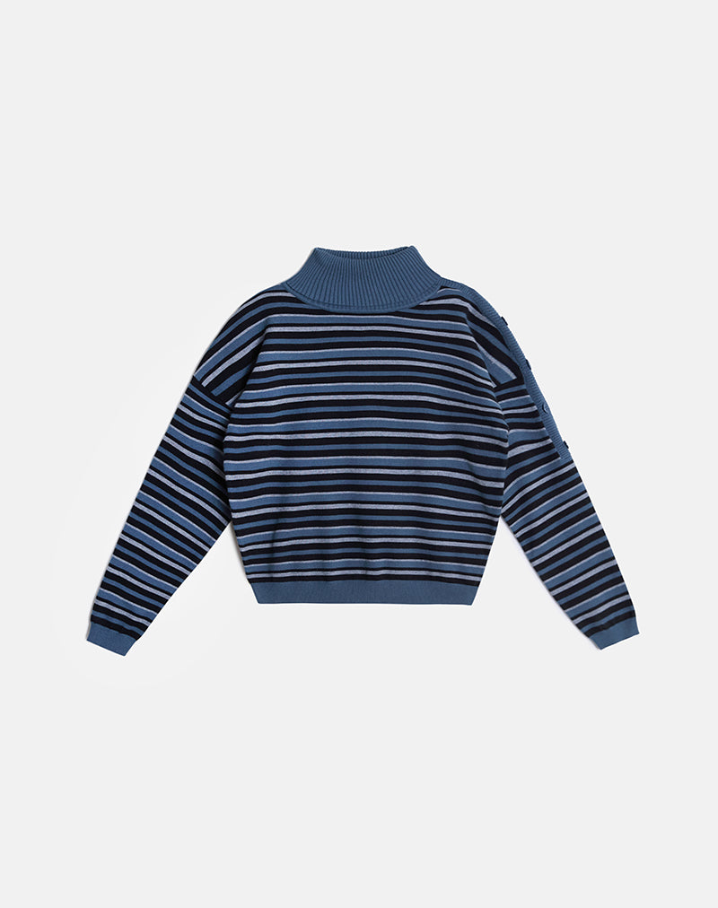 Image of Muniar Jumper in Knit Stripe Blue Grey