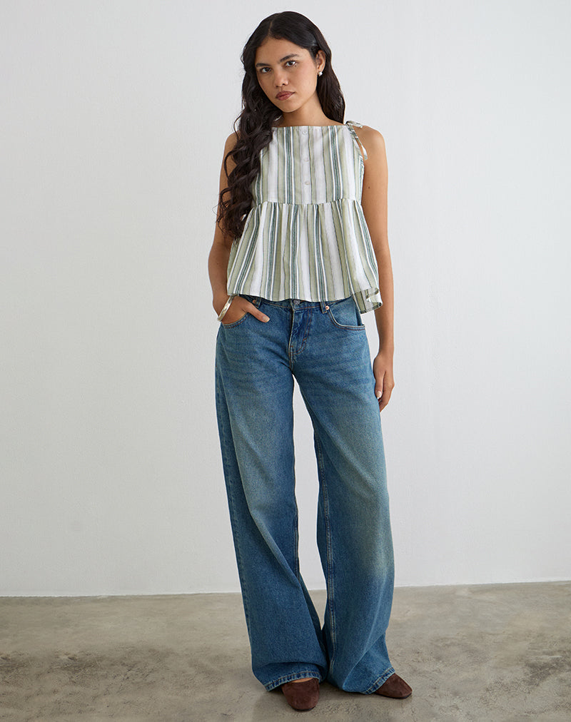Image of Myles Top in Sage Stripe