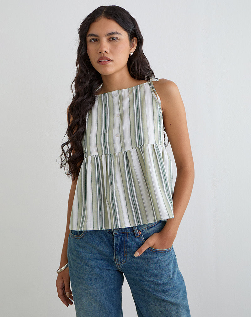 Image of Myles Top in Sage Stripe