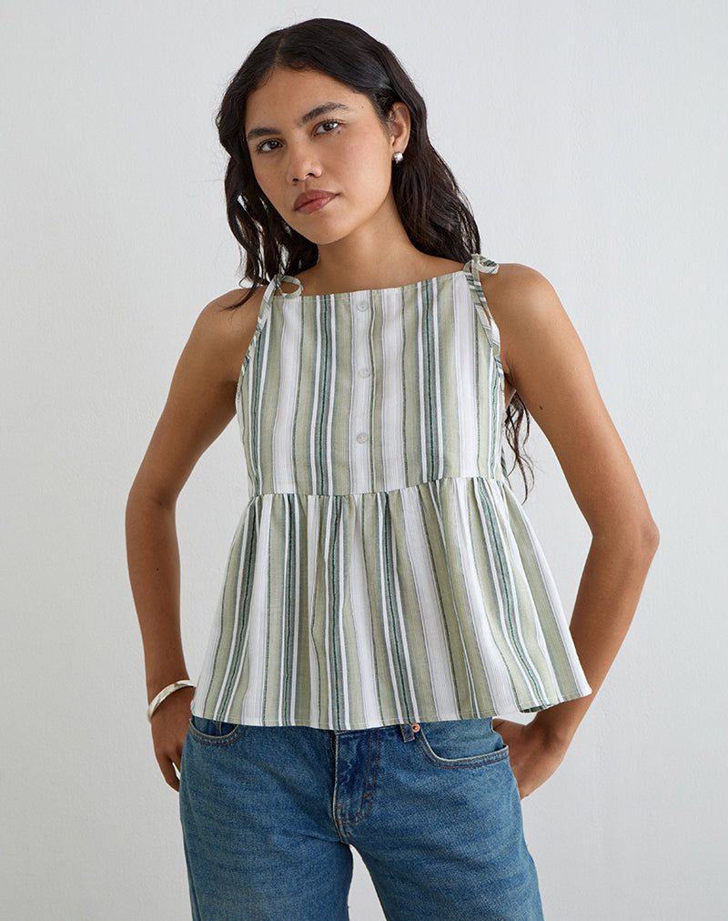 Image of Myles Top in Sage Stripe