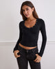 Image of Myoga Studded Scoop Long Sleeve Top in Black