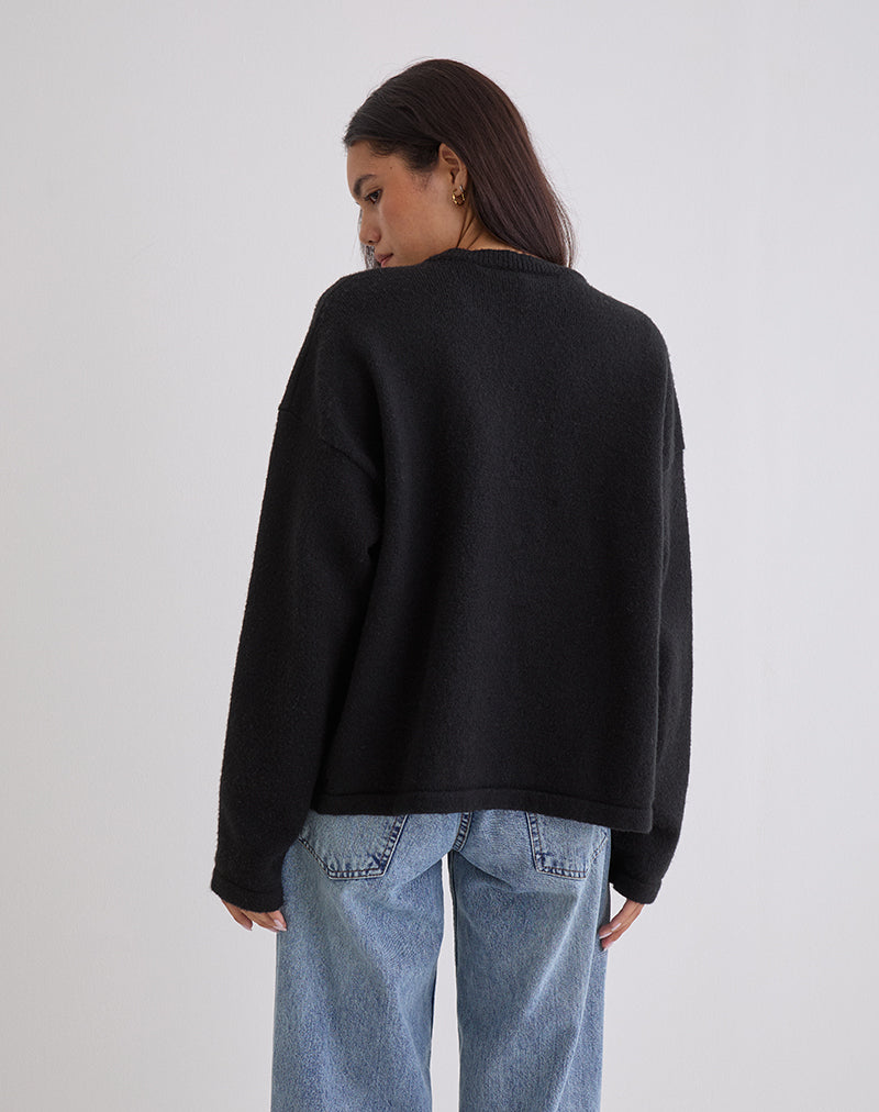 Black Loose Fit Cardigan | Maureen – motelrocks.com