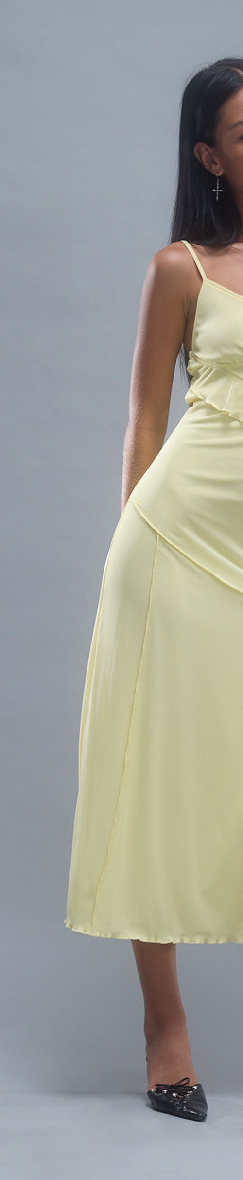 Image of Jacy Ruffle Midi Dress in Mesh Lemon