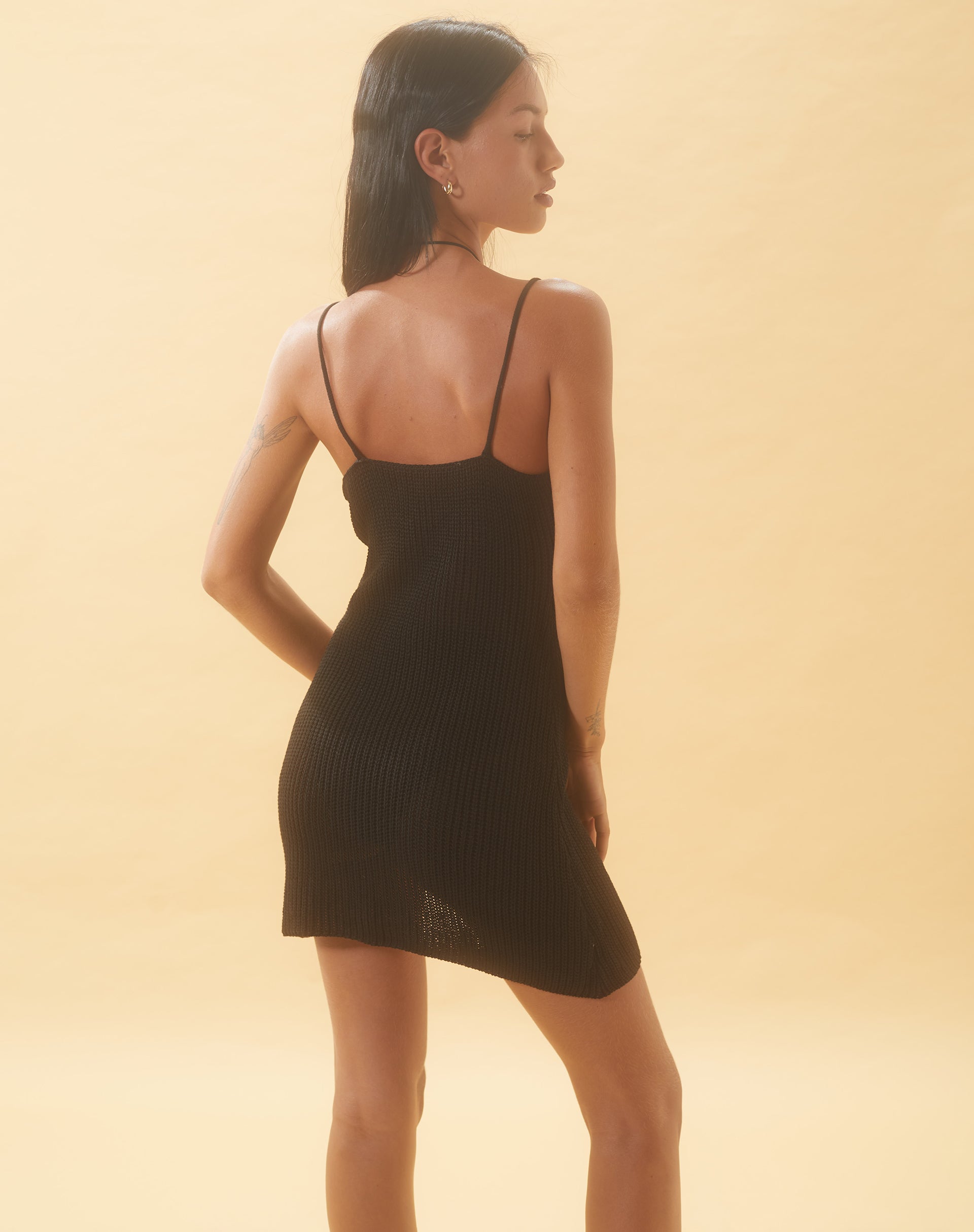 Image of Chiara Knitted Midi Dress in Black