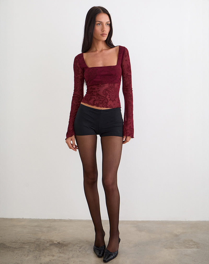 Image of Nafre Top in Flock Compact Paisley Wine