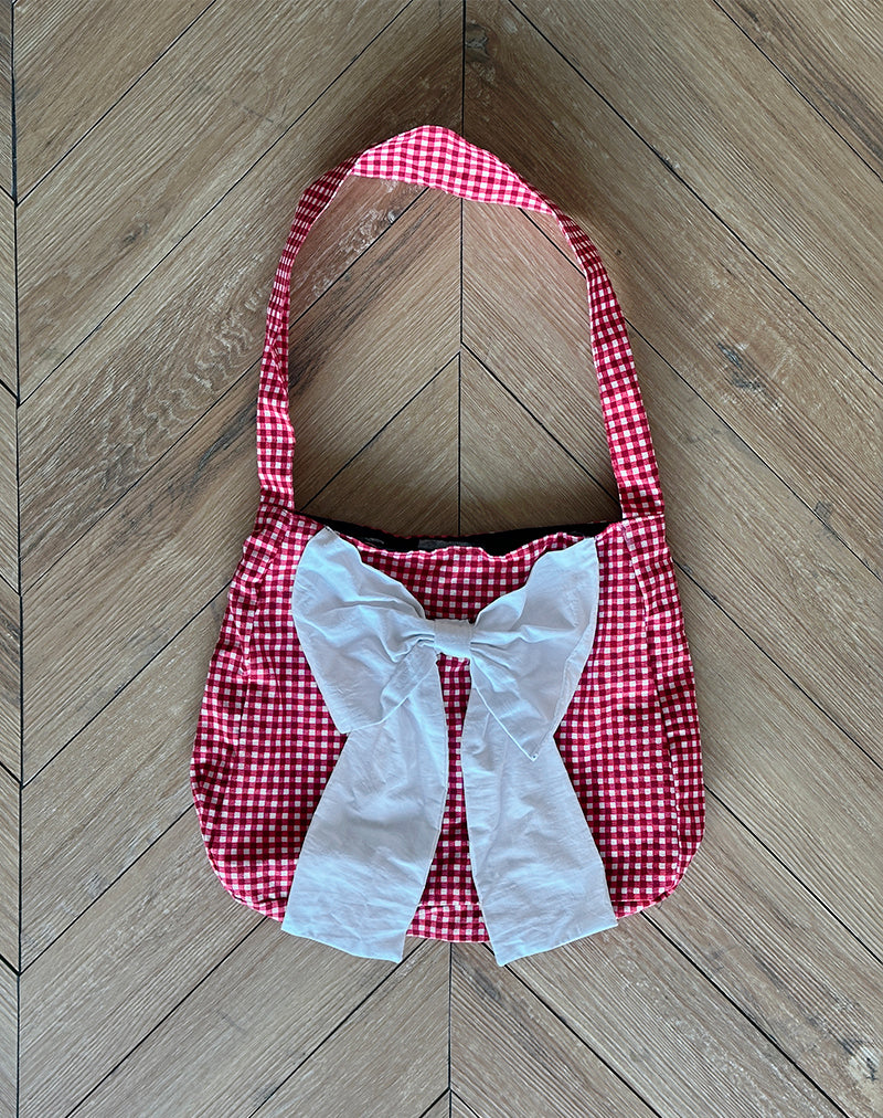 Nagi Bag in Red Gingham with White Bow