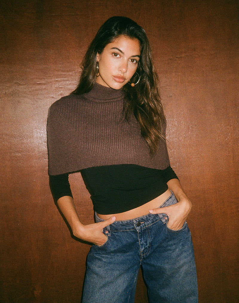 Image of Nagia Shrug in Knit Dark Chocolate