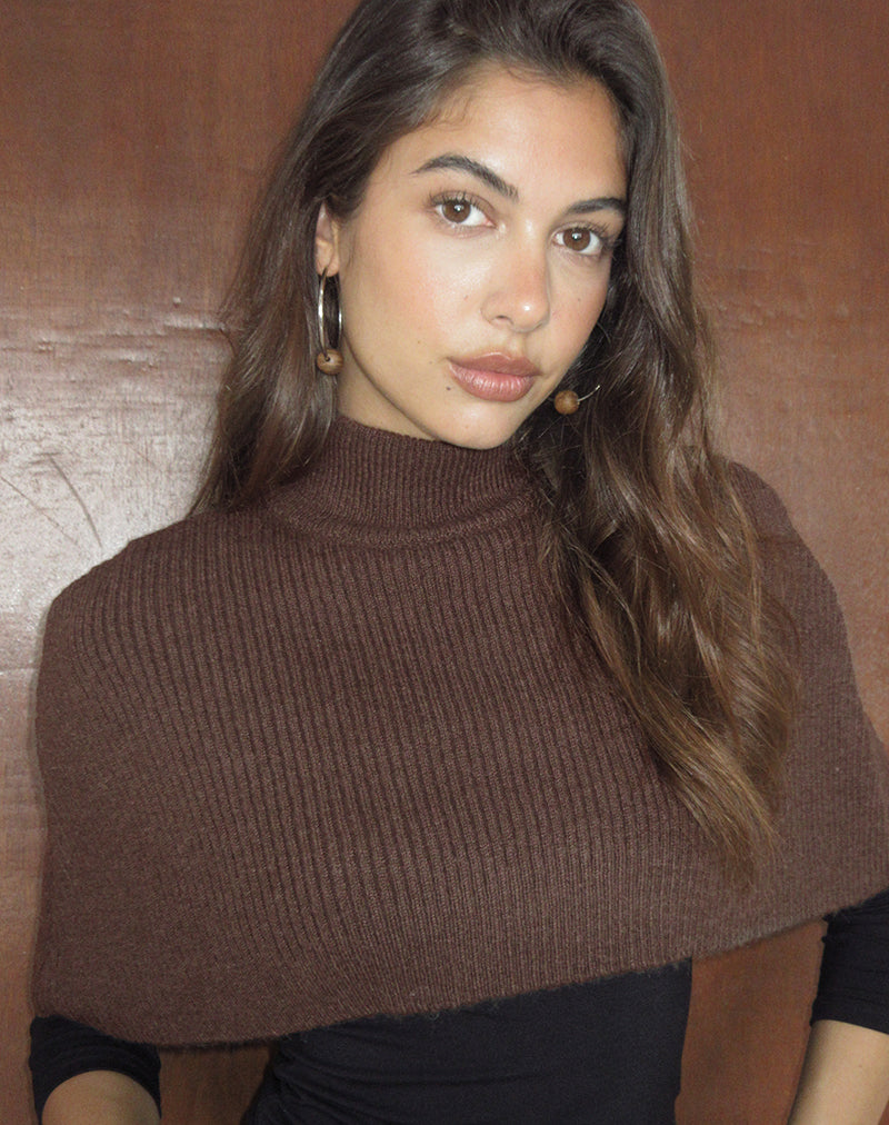 Nagia Shrug in Knit Dark Chocolate