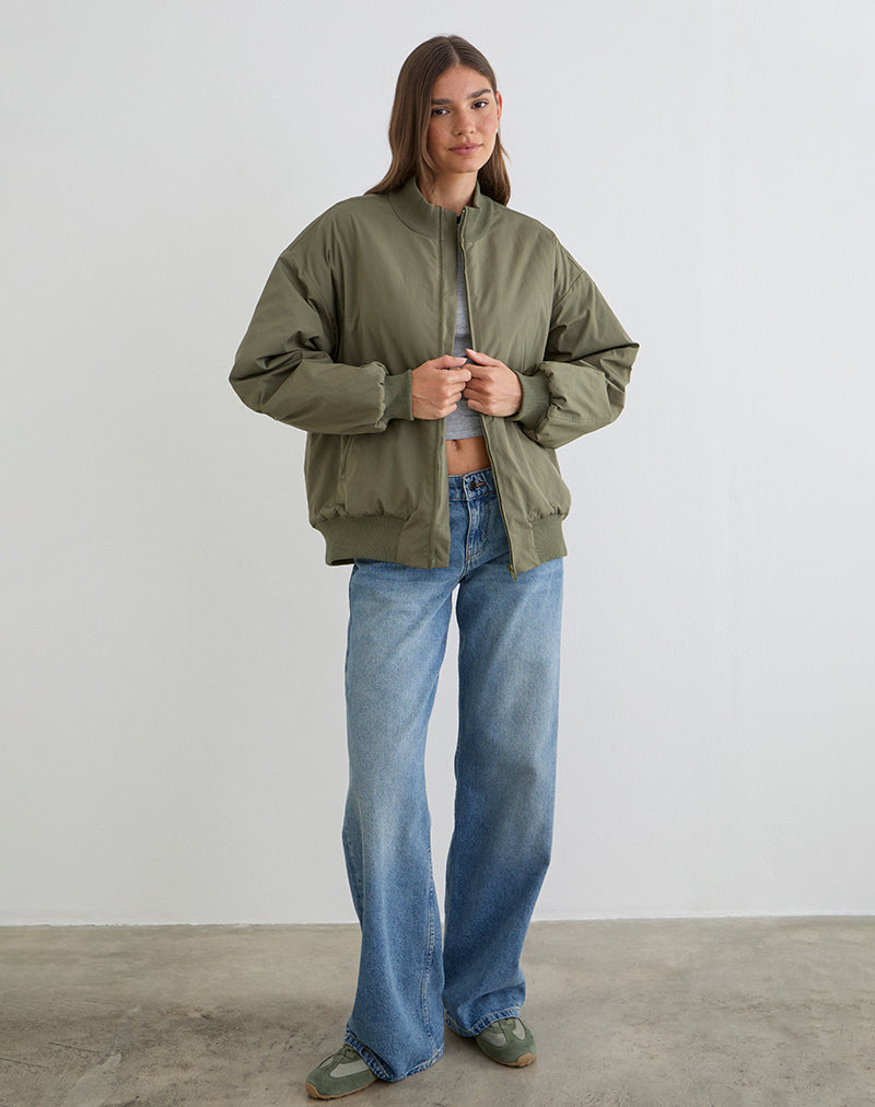 Image of Najora Puffy Bomber Jacket in Dark Sage