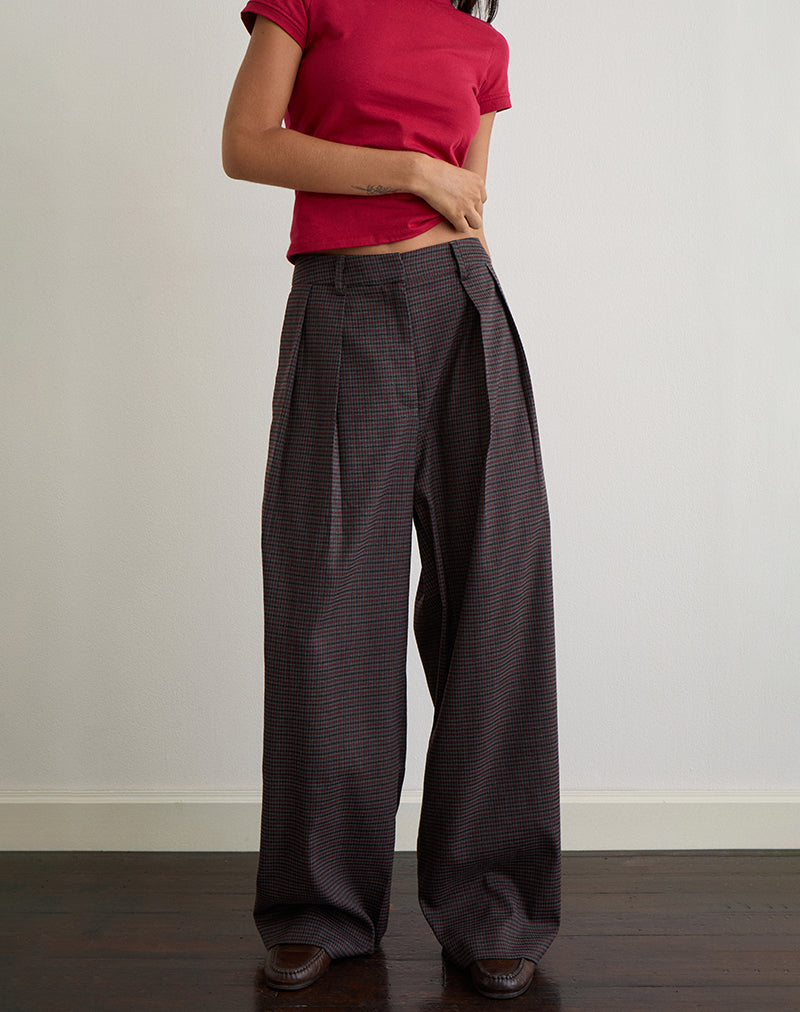 Image of Nala Trouser in Heavy Woven Check Blue and Red
