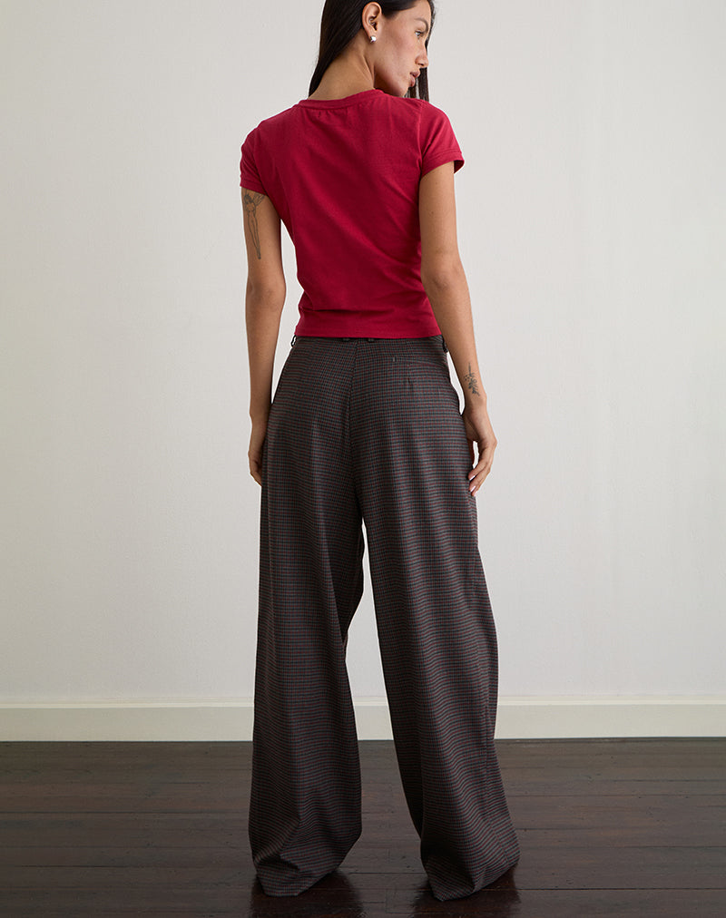 Image of Nala Trouser in Heavy Woven Check Blue and Red