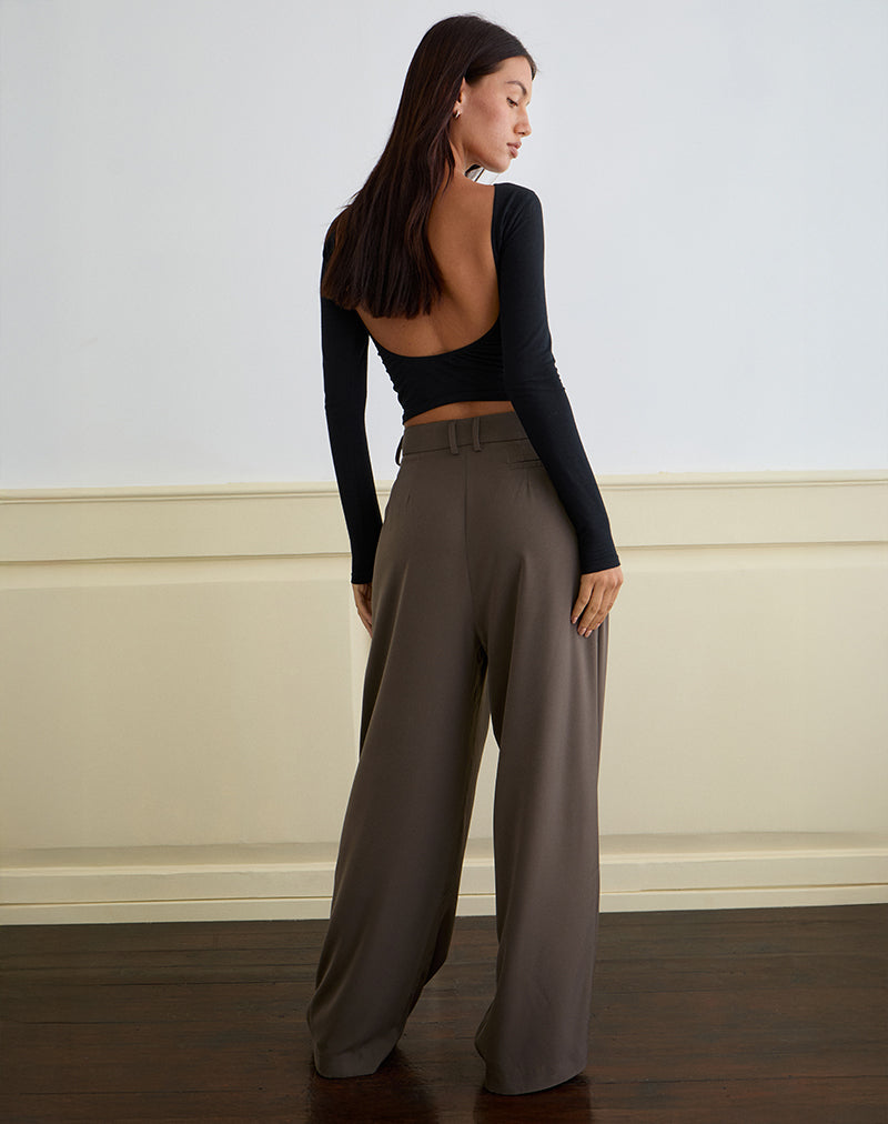 Image of Nala Wide Pleat Trouser in Tailoring Truffle