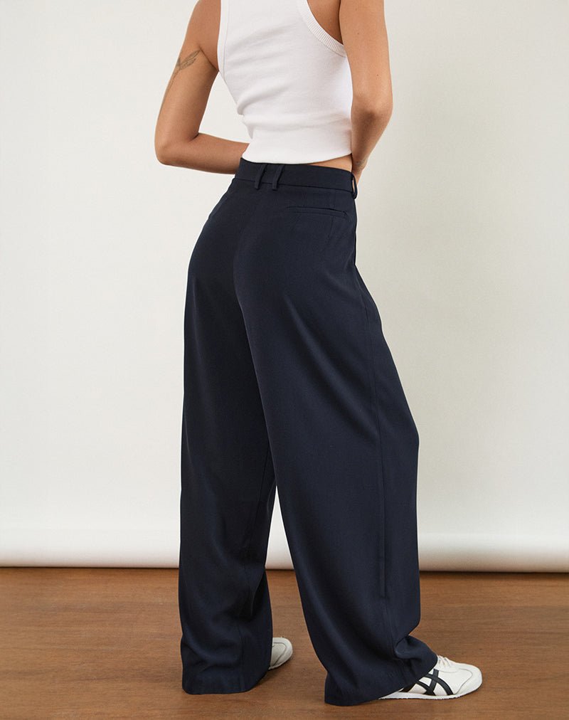 Navy Tailoring Wide Leg Pleated Trouser | Nala – motelrocks.com Navy Tailoring Wide Leg Pleated Trouser | Nala – motelrocks.com