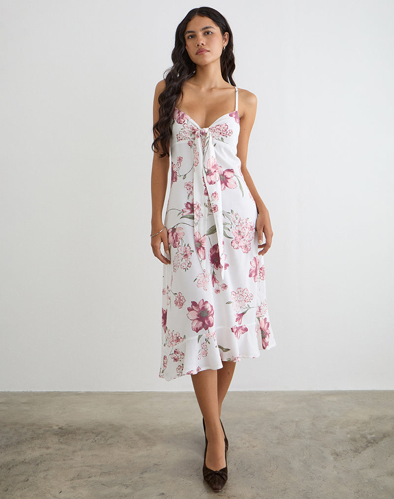 Image of Nalami Midi Dress in Femme Floral White