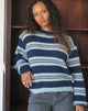 Image of Namirta Jumper in Navy and Light Blue with Black Stripe