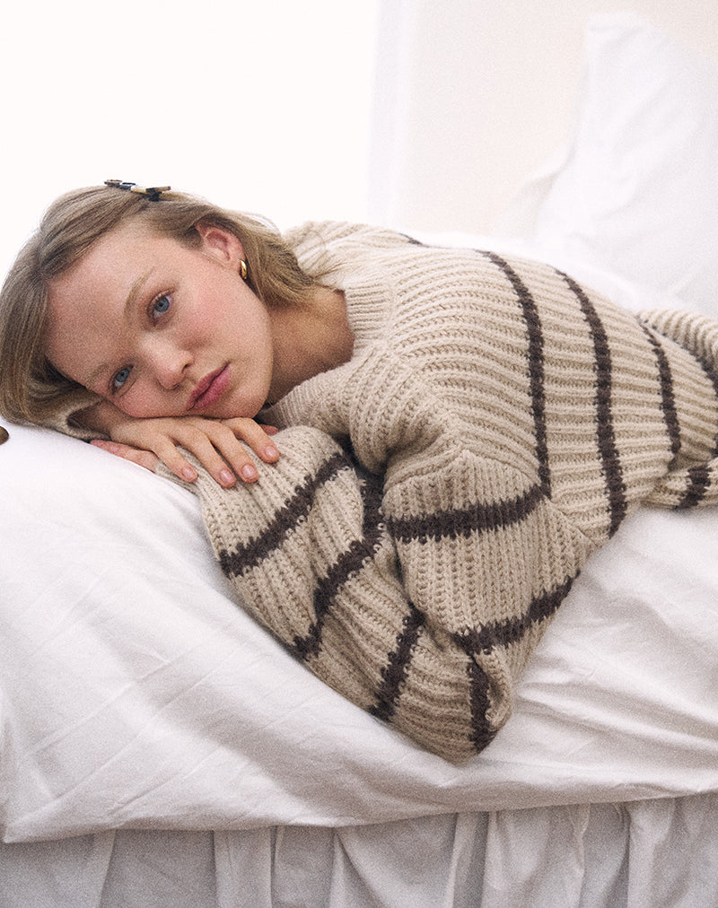 Image of Namirta Jumper in Mono Stripe Oat
