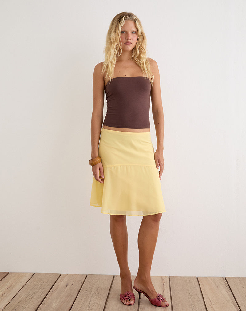 Namora Midi Skirt in Chiffon Pastel Yellow