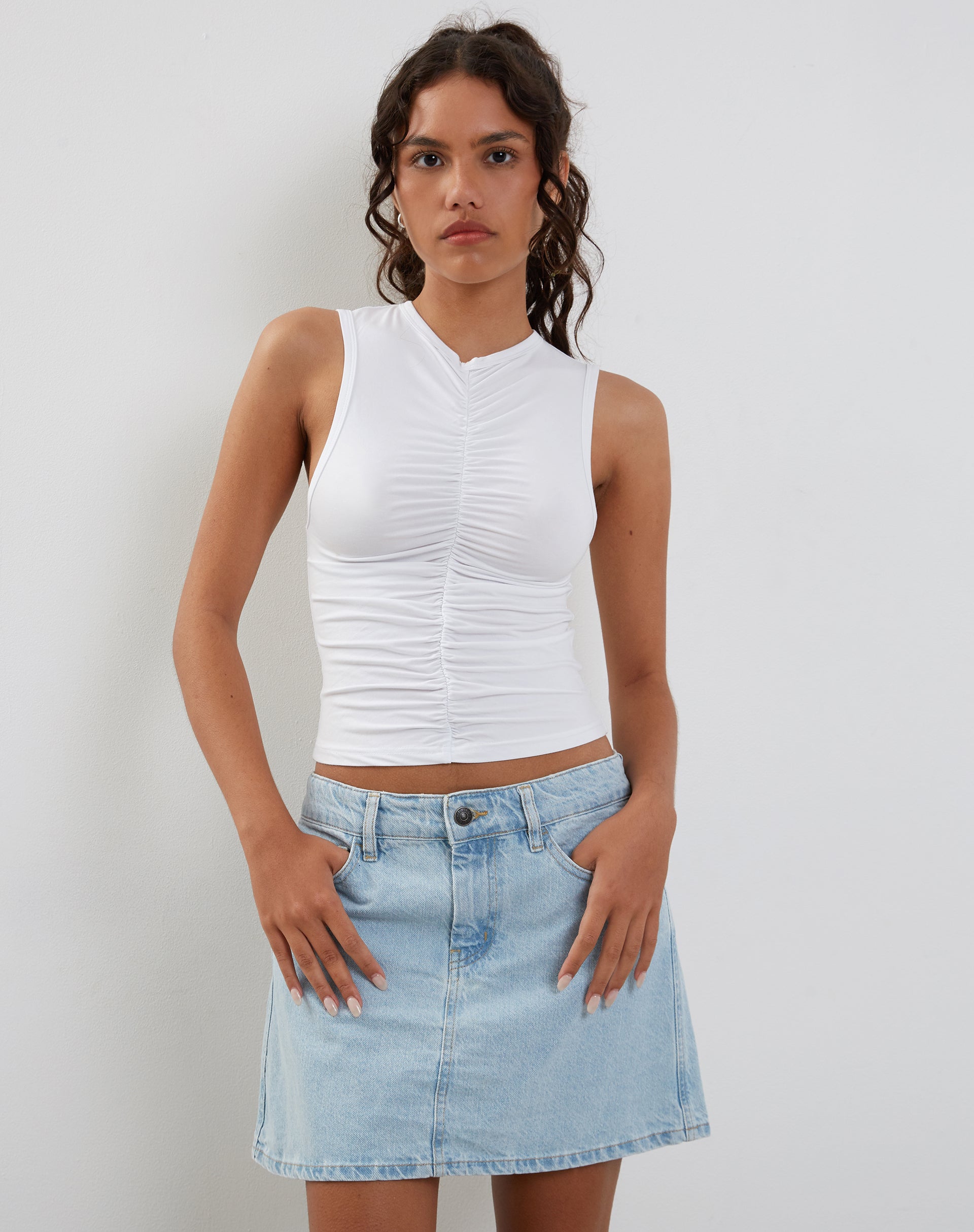 image of Naoko Ruched Top in White