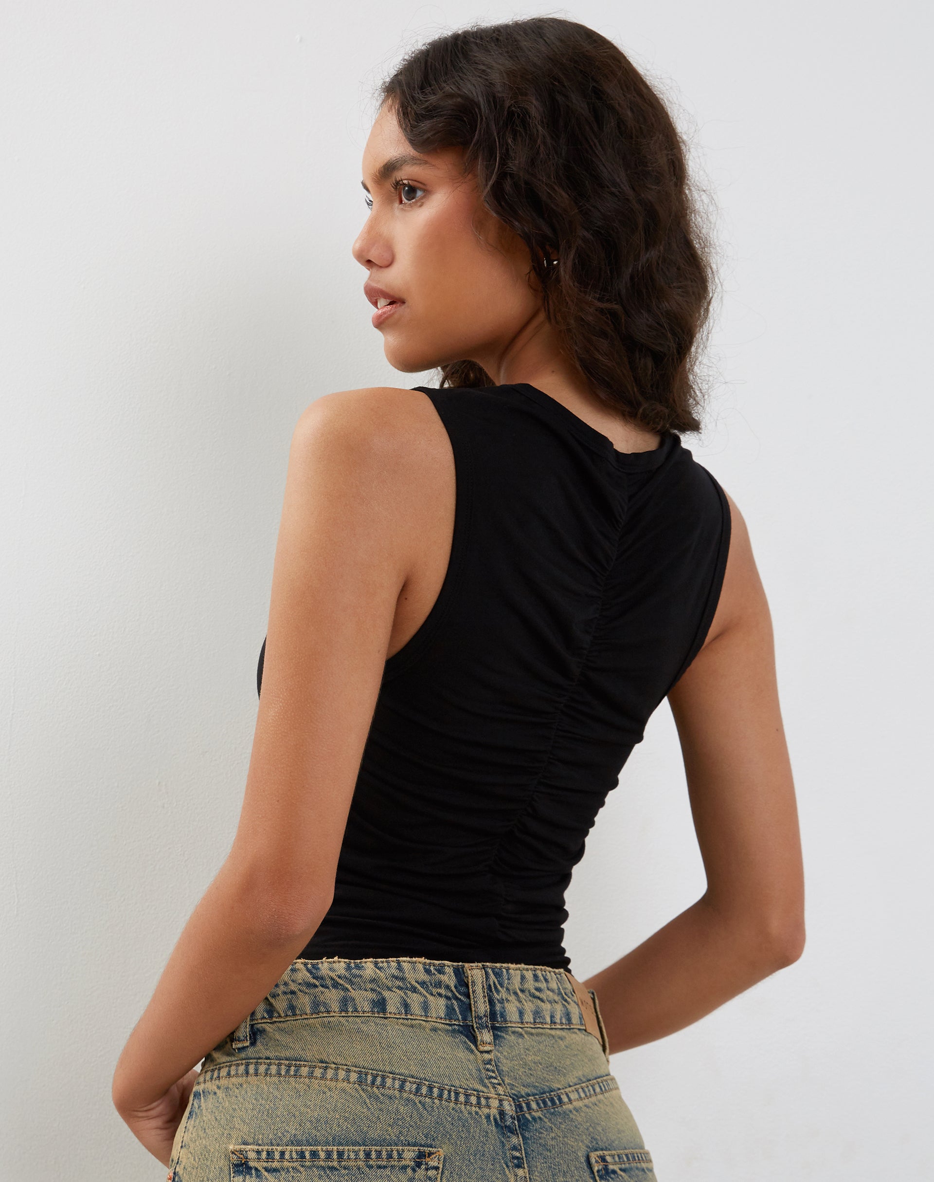 Image of Naoko Ruched Top in Black