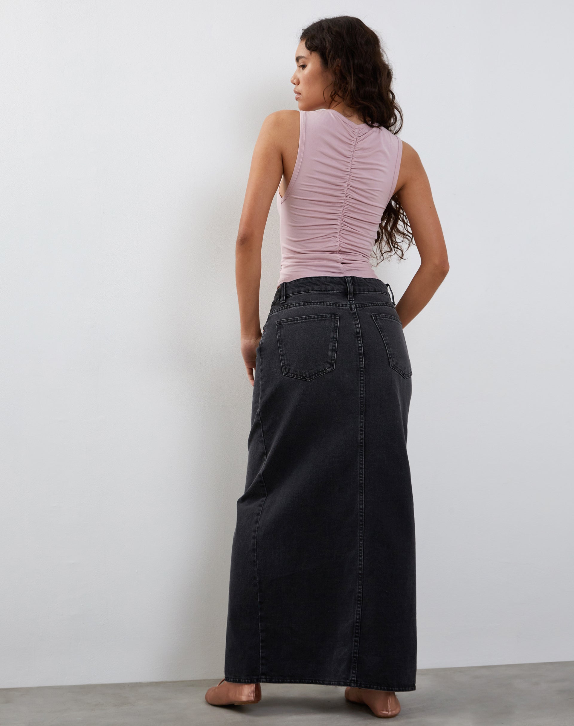 image of Naoko Ruched Tank Top in Dusky Pink