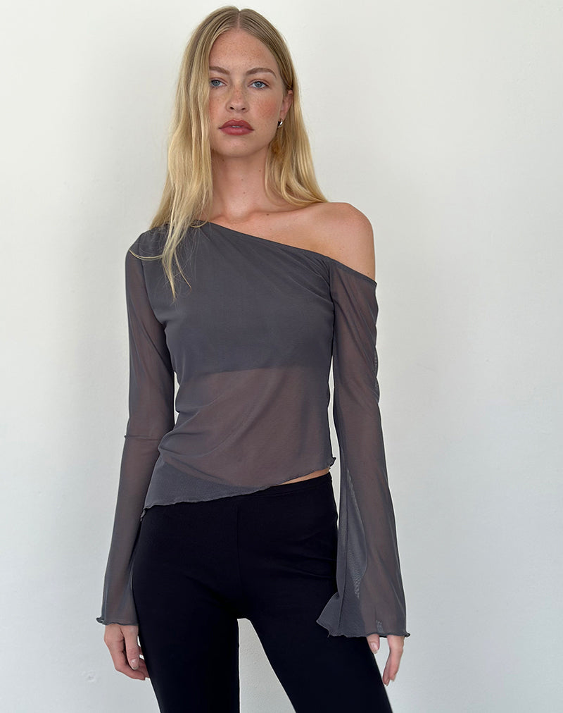Narcissa Asymmetric Long Sleeve Top in Ocean Storm