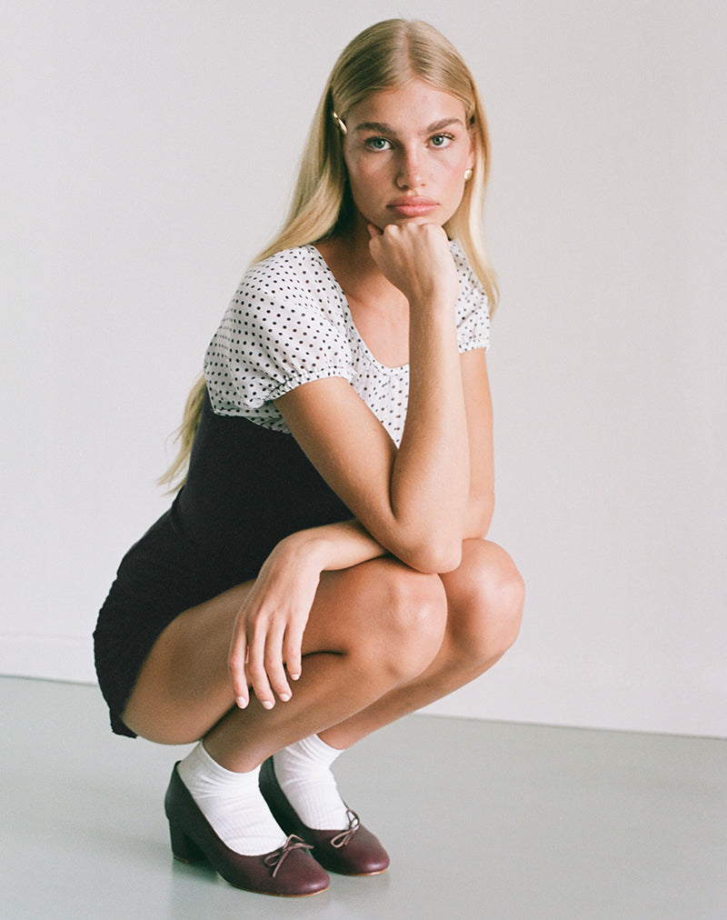 Image of Naria Top in Chiffon White Basic Polka Black