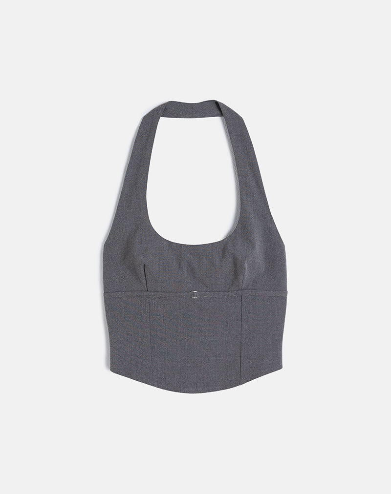 Image of Nasya Halter Top in Tailoring Charcoal
