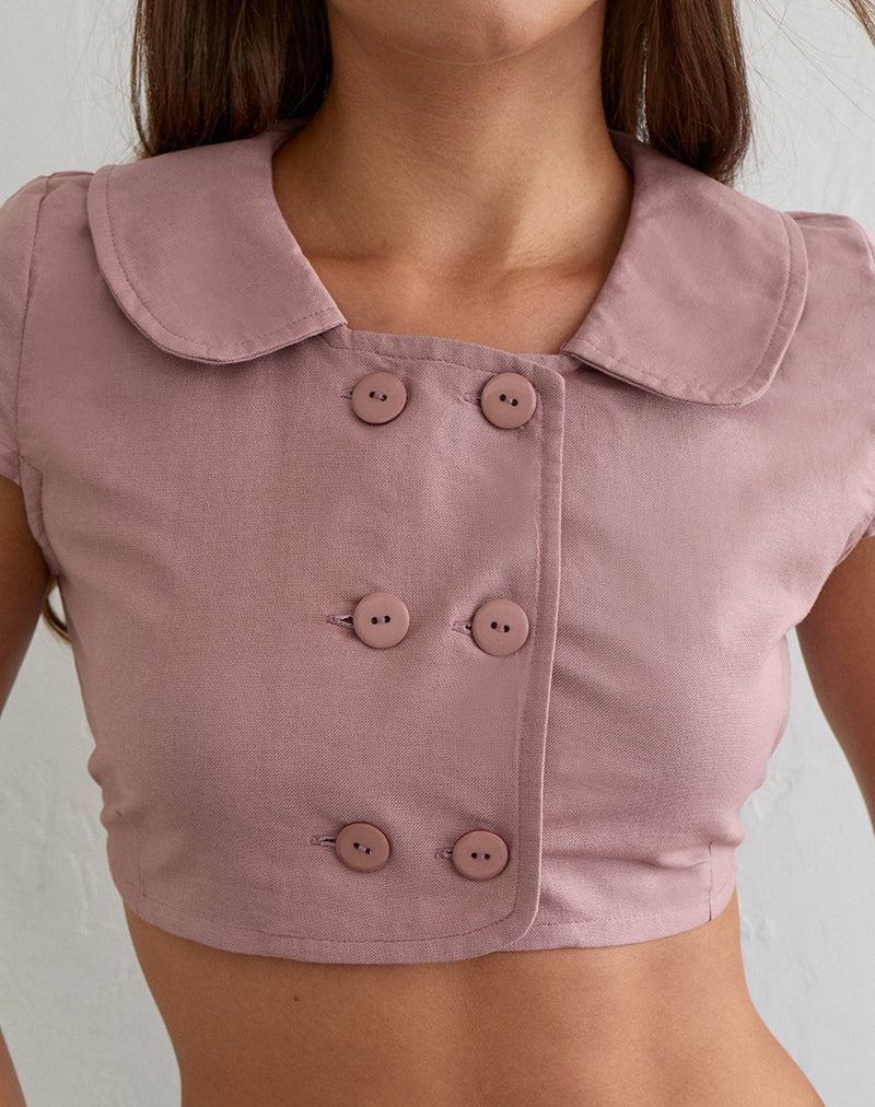Natami Cropped Top in Linen Dusty Rose