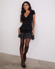 Image of Navya Wrap Mini Dress in Polka Black and White