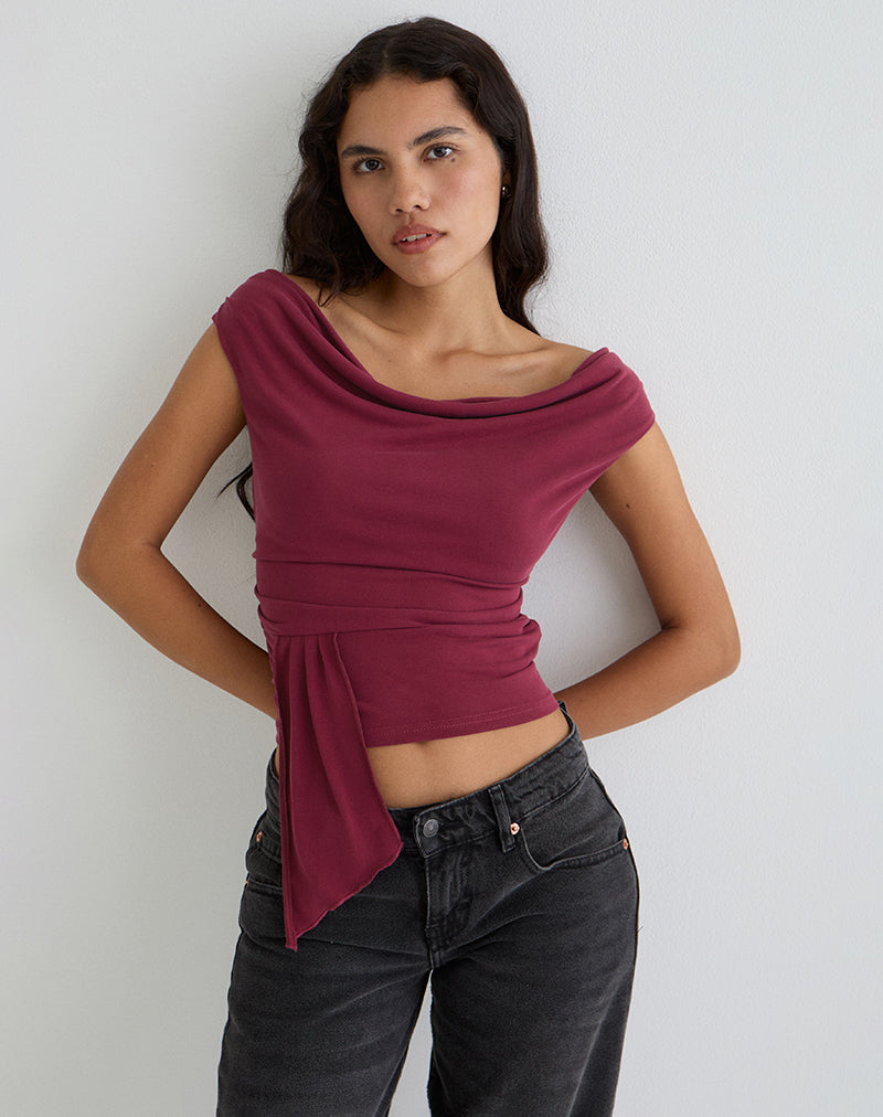 Burgundy Cupro Drape Top | Neida – motelrocks.com