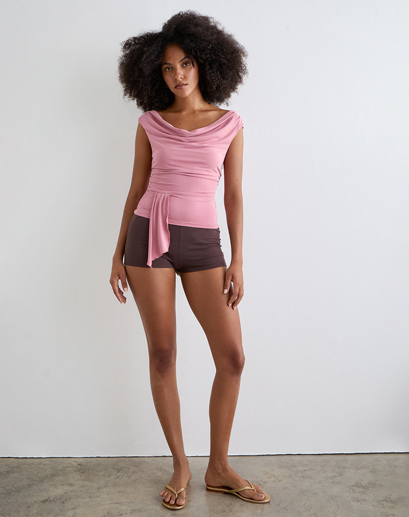 Image of Neida Drape Top in Cupro Pink