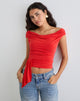 Image of Neida Drape Top in Cupro Red