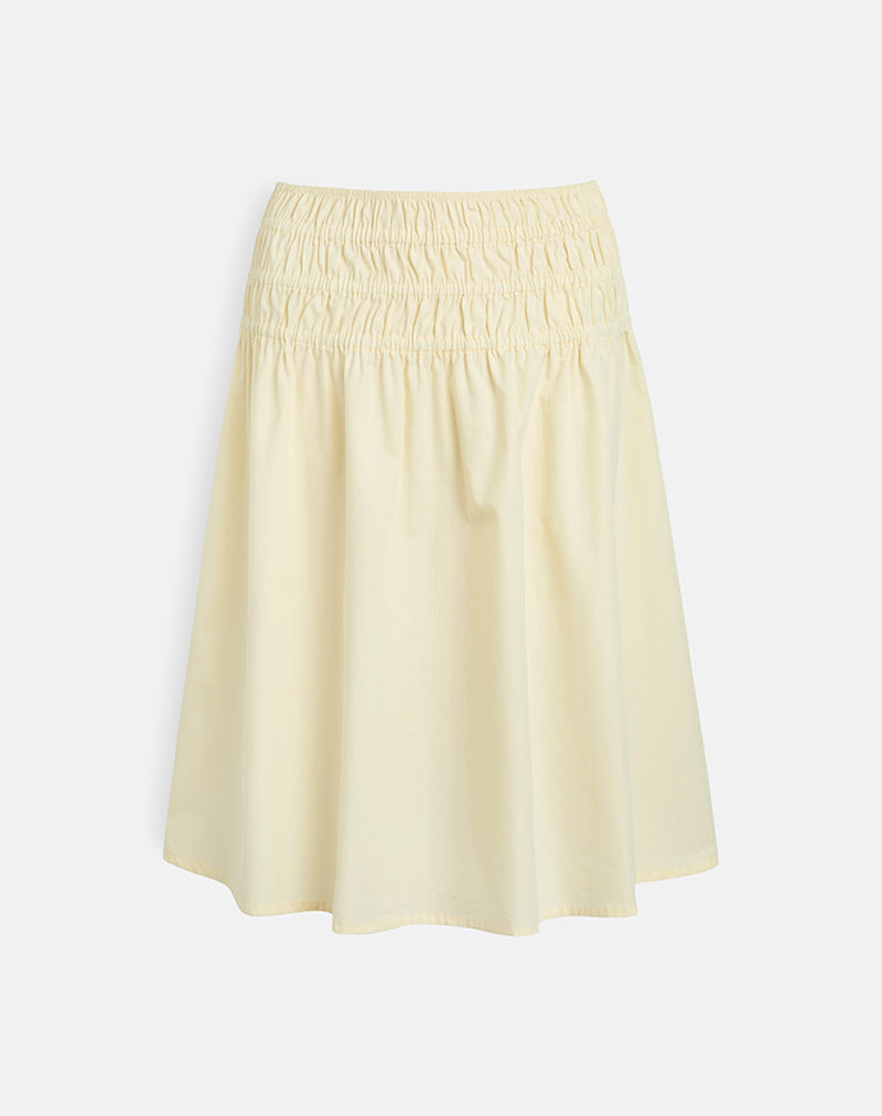Image of Neleta Midi Skirt in Poplin Lemon