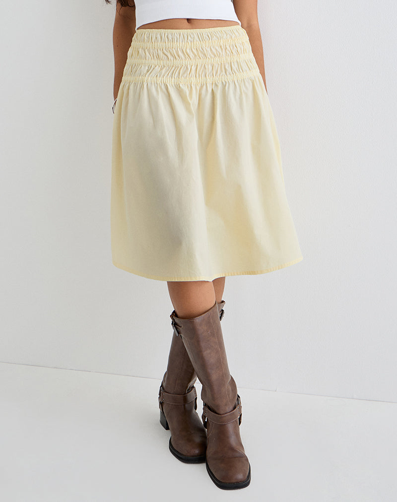 Image of Neleta Midi Skirt in Poplin Lemon
