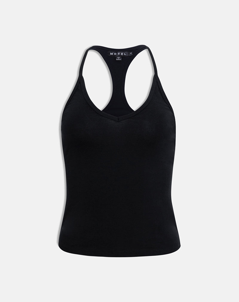 Image of Nemue Plunge Racerback Top in Black