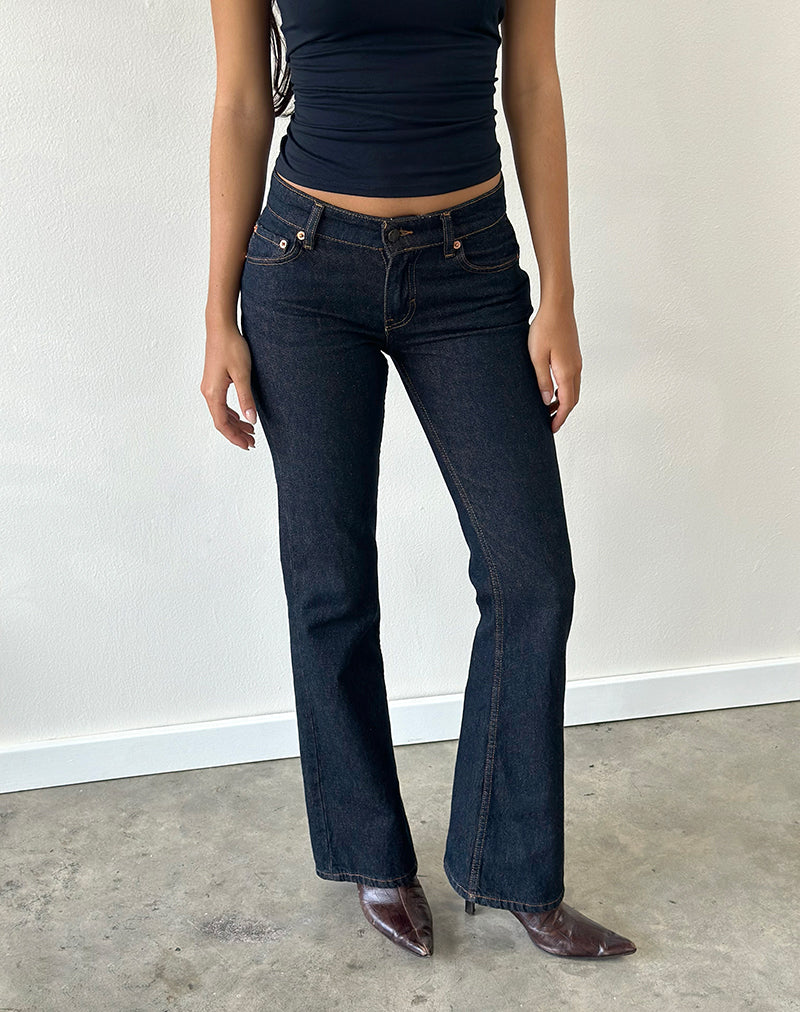 Rigid Low Rise Flare Jeans In Indigo