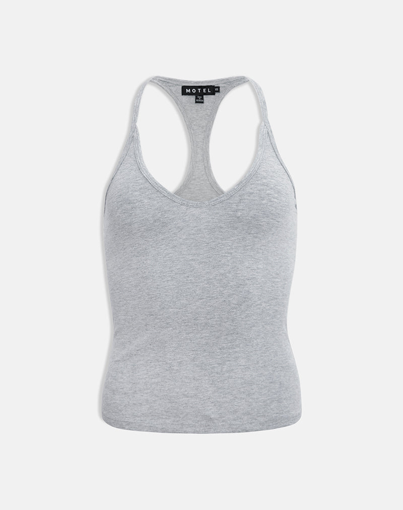 Nemue Plunge Racerback Top in Grey Marl