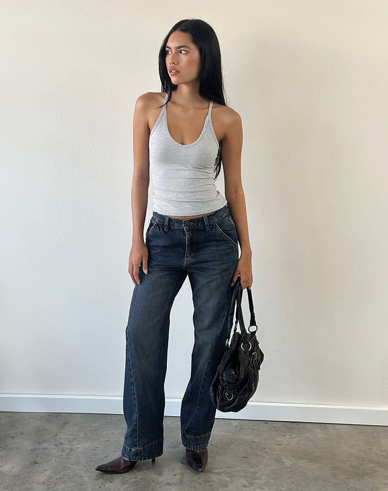 Image of Nemue Plunge Racerback Top in Grey Marl