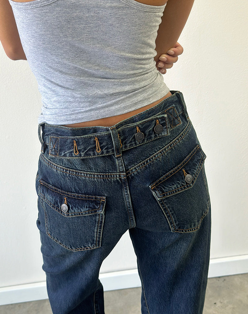 Image of Low Rise Cinch Twisted Seam Jean in Dirty Green