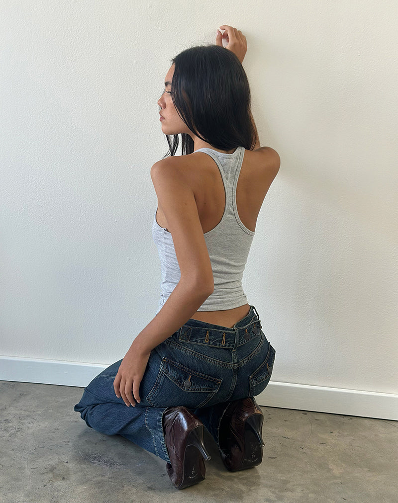 Image of Nemue Plunge Racerback Top in Grey Marl