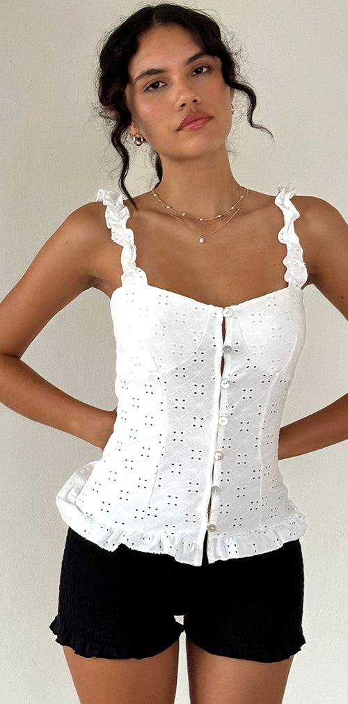 Image of Neroli Corset Top in Broderie White