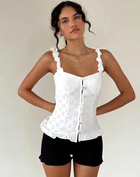 Broderie White Corset Top | Neroli – motelrocks.com