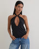Image of Nezuko Multi Tie Long Sleeve Top in Cupro Black