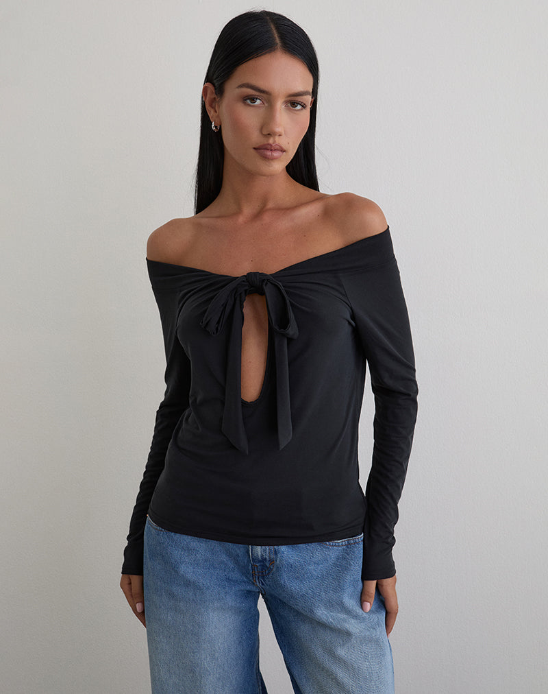 Black Cupro Multi Tie Top | Nezuko – motelrocks.com