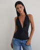 Image of Nezuko Multi Tie Long Sleeve Top in Cupro Black