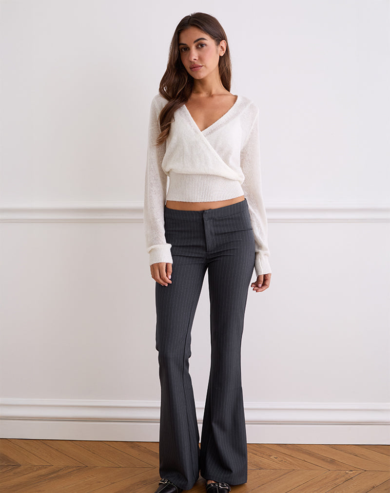 Image of Nilza Wrap Top in Knit Off White