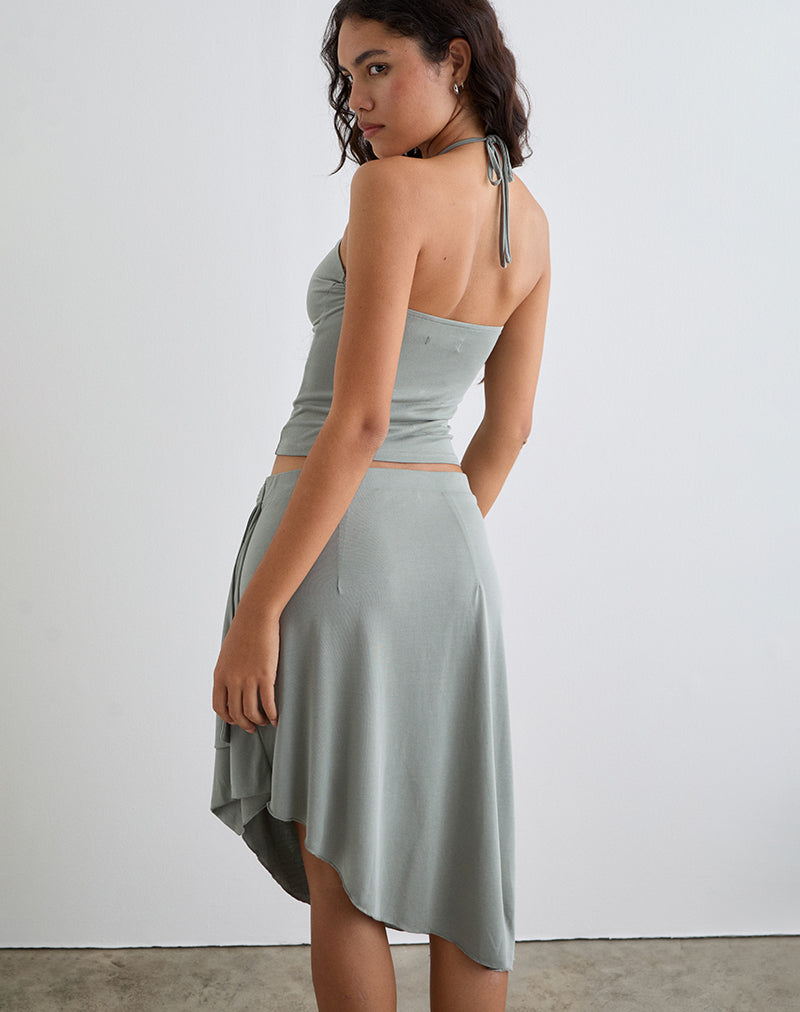 Image of Nina Beaded Halter Top in London Fog