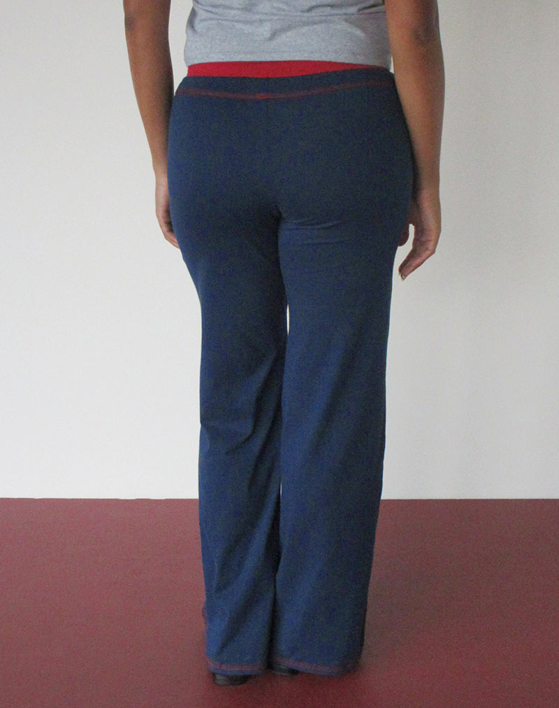 Image of Nanine Trouser in Navy with Adrenaline Red Binding